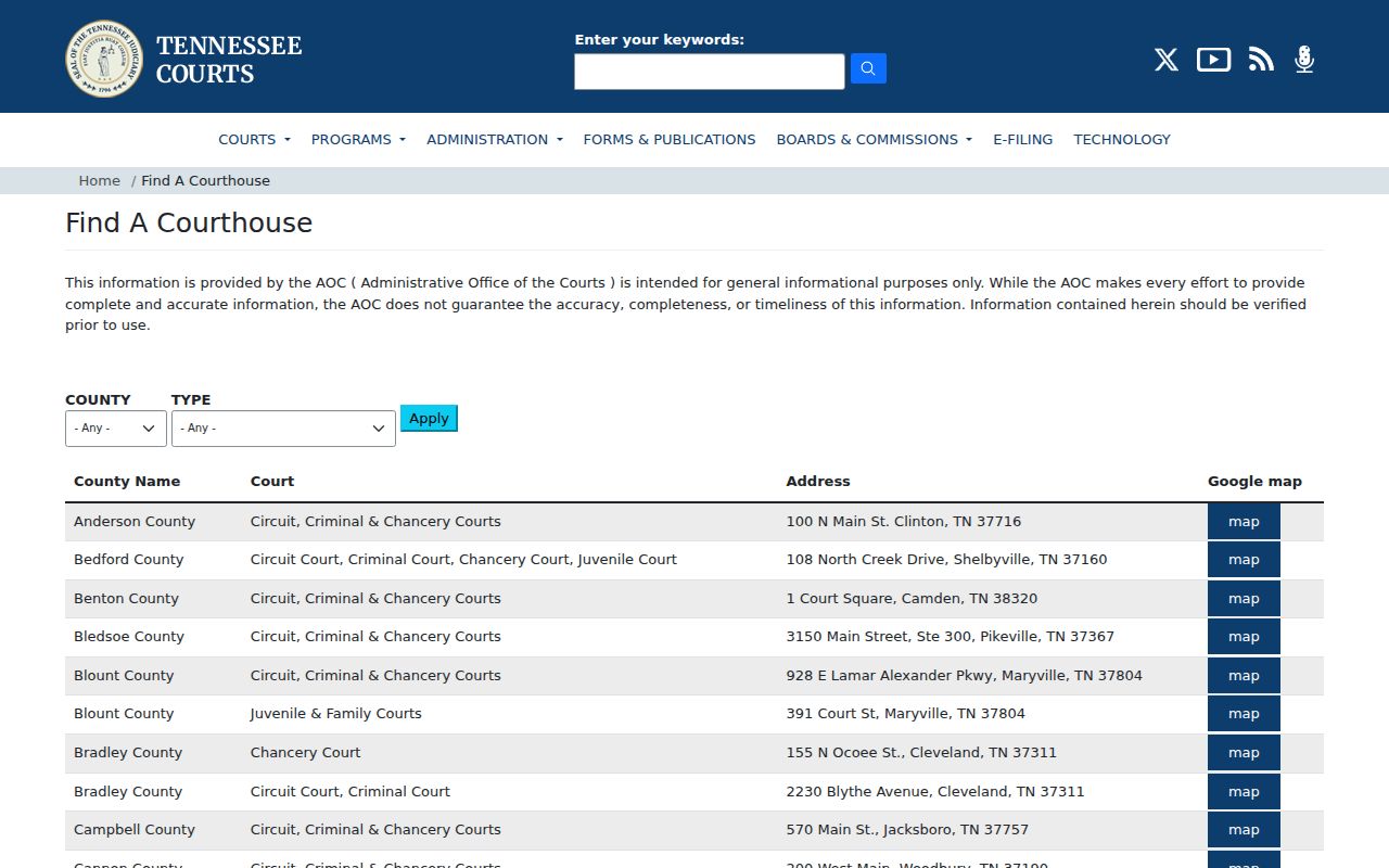 Overton County warrant records and the official courthouse directory