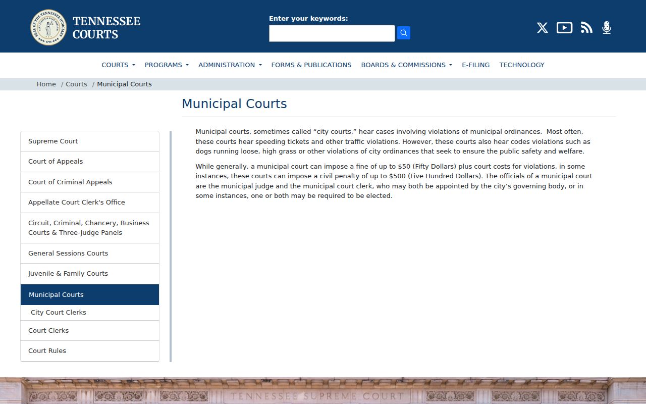 Overton County municipal-warrant context and Tennessee Municipal Courts overview