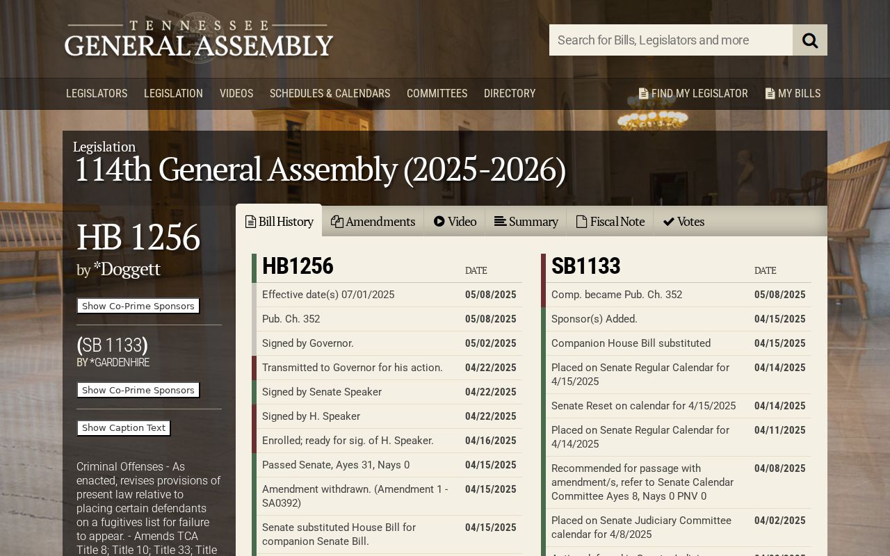 Overton County bench-warrant process and Tennessee Public Chapter 352 reform